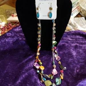 CROFT&BARROW multicolor shell necklace/earrings